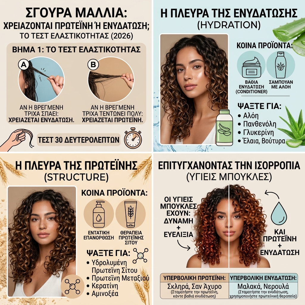 Σγουρά μαλλιά - ισορροπία πρωτεΐνης και ενυδάτωσης