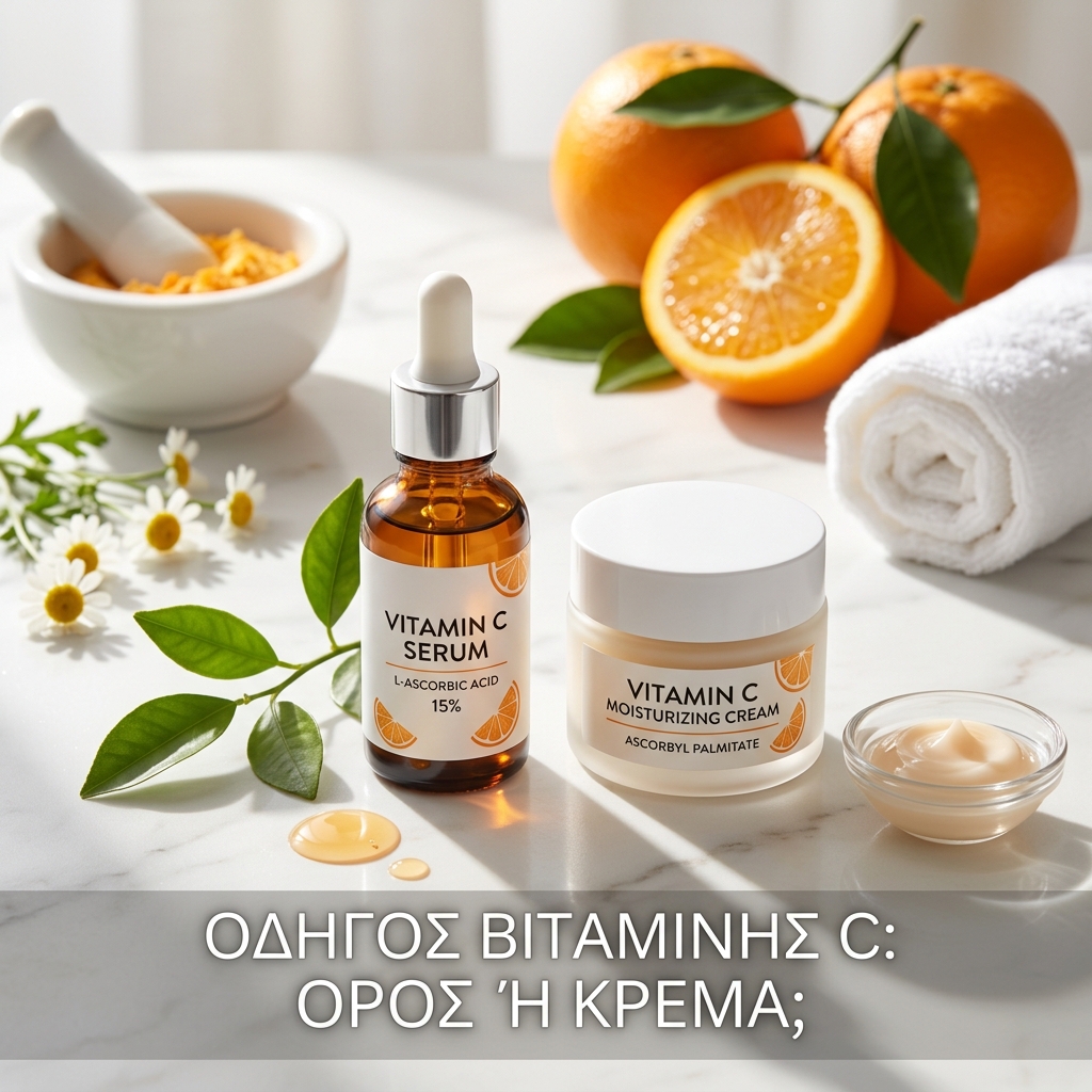 Οδηγός Βιταμίνης C: Πώς να Διαλέξεις και να Χρησιμοποιήσεις Ορό ή Κρέμα